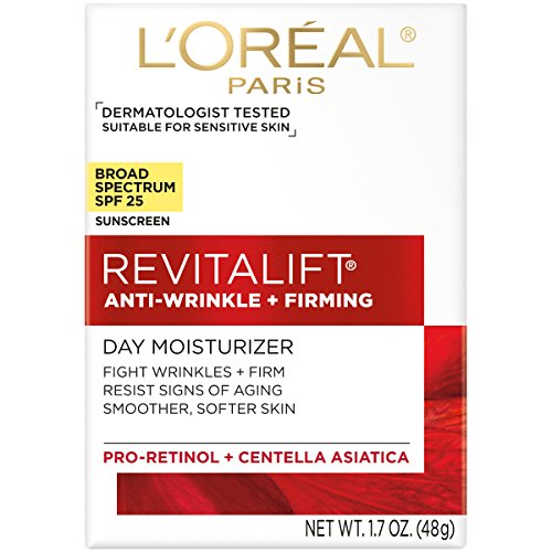 L'Oréal Paris Revitalift Antiwrinkle e Hidratante Facial Facial com SPF 25, Pro-Retinol e Centella Asiatica, Paraben livre, 1,7 oz