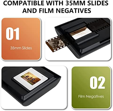 Scanner de filme móvel para slides antigos para JPG, scanner de filmes e slides de 35 mm e scanner de dobragem negativa com luz de fundo de LED, edição e compartilhamento de suporte, presentes para familiares e amigos