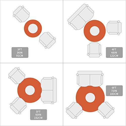 Grande tapete de área redonda para quarto da sala de estar, tapetes sem deslizamento de 5 pés para o quarto de crianças,