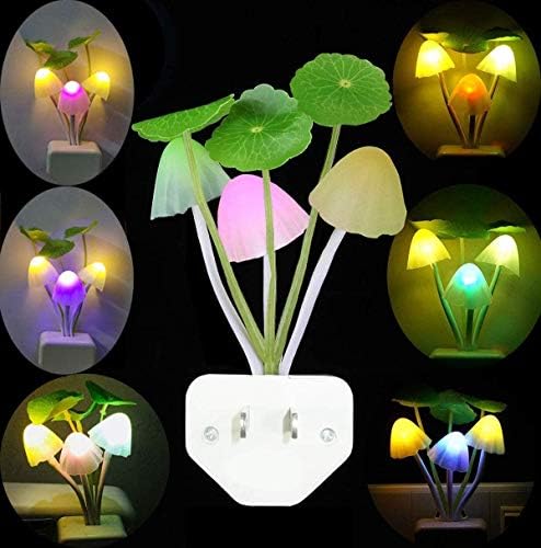 Luz noturna de cogumelo de Komire, 7 cores mudando as luzes noturnas led de parede, decoração engraçada de cogumelos com economia de energia com sensor de luz para bebê, crianças, crianças, adultos