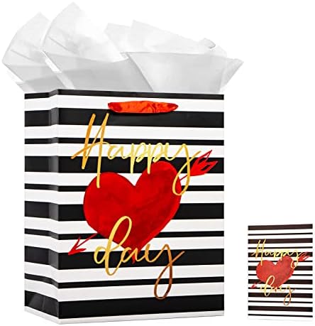 Facraft Valentines Sacos de presente com alças 13 Bolsa de presente do dia dos namorados para namorado para filhos Happy