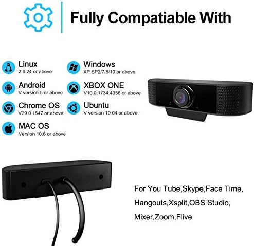 Easyday 1080p webcam com microfone, câmera da web de laptop de desktop USB 2.0 com correção de luz automática, plug and play, para Windows
