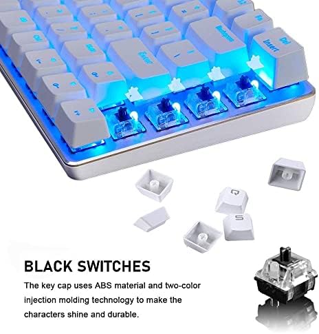 Teclado e mouse de jogos, 3 em 1 LED azul LED LIVRO LIGADO TACHO MECÂNICO BLACK, RGB 6400 DPI Mouse de jogos leves com shell de favo