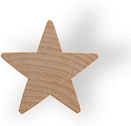 Estrela de madeira ¾ ”, estrela pequena, formato de recorte de madeira inacabado natural - bolsa de 100