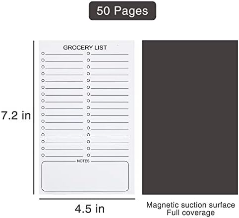 Notas magnéticas para geladeira ， 50 folhas de 4,5x7,5 polegadas Griding notepad com listagem de menus de cardápio da Lista de Compras