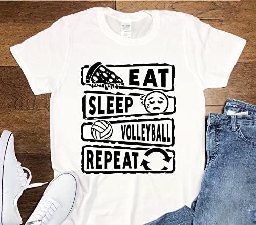 Eat Eat Sleep Volleyball Repita a camisa de vôlei, vôlei, mãe jogador de vôlei, dia do jogo do jogo