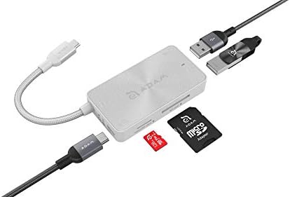 ADAM ELEMENTOS 5 -in -1 USB C Hub - 80W USB C PD - cartão SD/leitor de cartão microSD - 2 portas USB A 3.1 - Caixa de alumínio