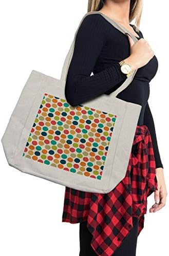 Bolsa de compras retrô de Ambesonne, design hipster de cores macias de cores macias de cores, estilo de estilo vintage