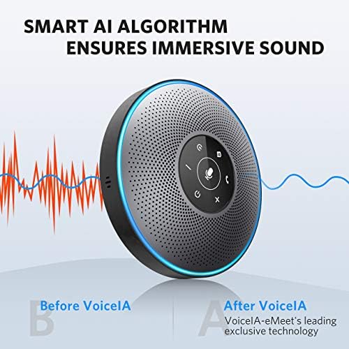 EMEET Bluetooth Speakerphone M2 Grey Conference palestrante e 1080p webcam com microfone - 96 ° Ultra Wide angle webcam foco