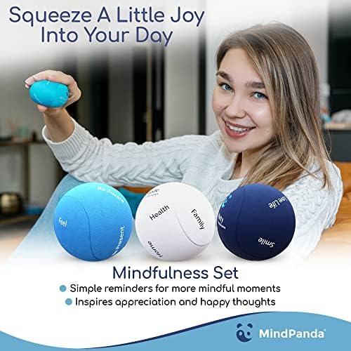 Mindpanda de 30 dias Mindfulness Pacote de bem -estar - Bolas de estresse de aromaterapia e desafio de 30 dias, promove o pensamento saudável e inspira momentos conscientes