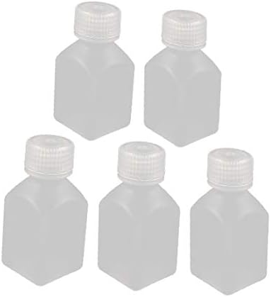X-Dree 5pcs 50ml Plástico quadrado de amostra química Reagente garrafa de alimentos para alimentos lacramentos transparentes (Contenitore Metallico Quadrato di Sigillento 'Alimento della Bottiglia del Reagente del Campione Chi