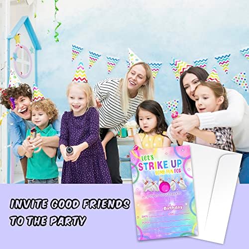 Cartões de convites para festas de aniversário de boliche de zodvery - Vamos fazer suprimentos para festas de boliche para crianças,