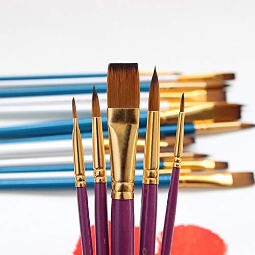 SXDS 6pcs Handeld de madeira acrílico Aquarela Ferramentas de desenho de caneta Artista pincel pincel de nylon pintura de óleo