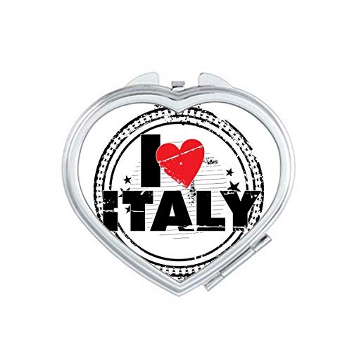I Love Italy Word Love Heart Circle Grande Espelho de viagem Portátil portátil maquiagem de bolso