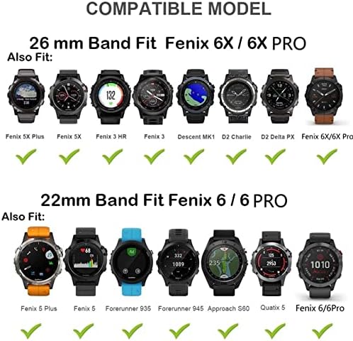 IENYU 26 MPLIGADA 22mm de faixa de vigilância para Garmin Fenix ​​5 5x mais 3hr 6x 6 6SPro S60 MK1 Enduro Relógio de nylon ajustável