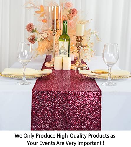 Pacote de lantejoulas de tabela de lantejoulas Borgonha 12x72 polegadas de 10 suprimentos de festas Mesa de casamento de vinhos Runner Maroon -0226s