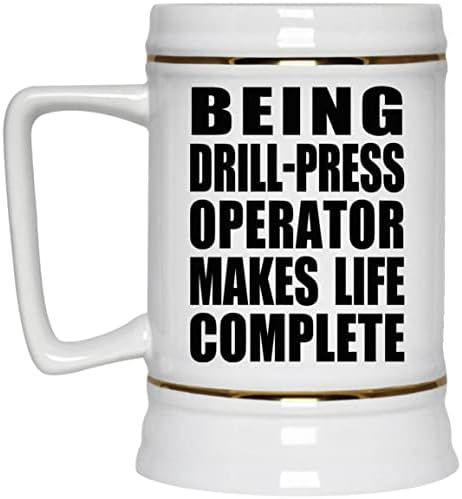 Designsify Ser operador de pressão torna a vida completa, 22 onças de cerveja caneca de tanque de cerâmica com alça