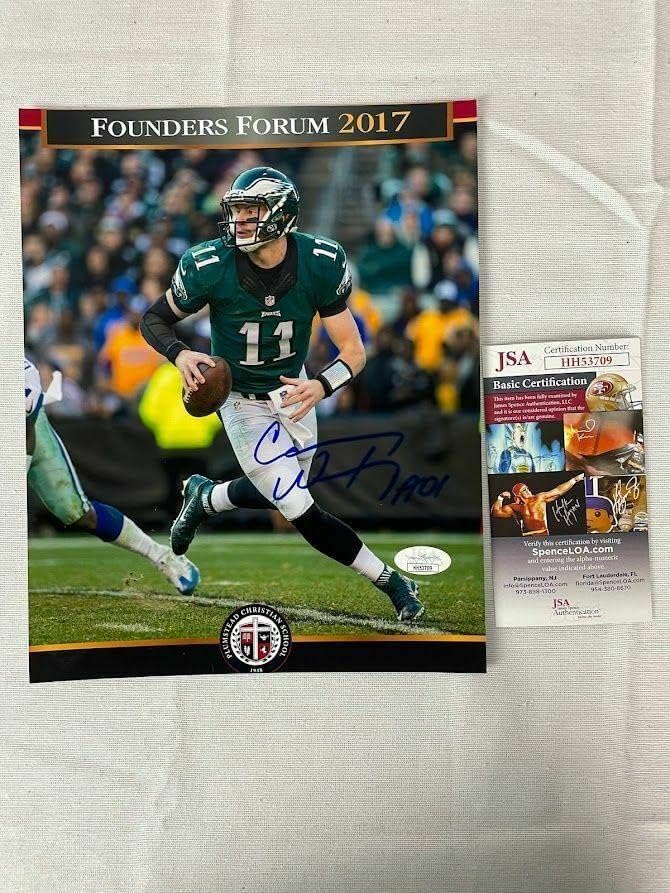 Carson Wentz assinou autografado Philadelphia Eagles 8x10 Foto JSA #HH53709 - Fotos autografadas da NFL