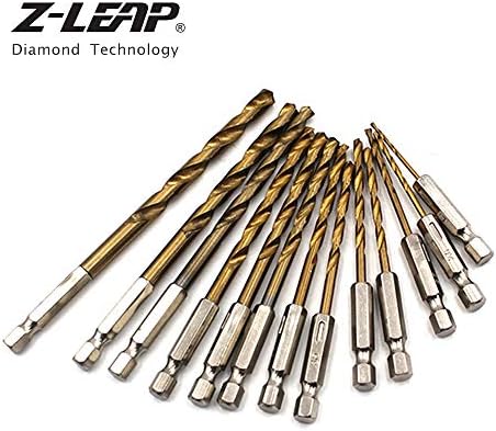 Z-LEAP 13PCS HSS HSS High Speed ​​Aço Twist Drill Drill Metal Bit Bit Hasth Tool Ferramenta Perfeita para Bits de Torção de Wood Conjunto