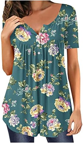 Mangas curtas tops fomens camisa camisa de verão moda mãe floral camisa casual tops tops ladies diariamente camisa de