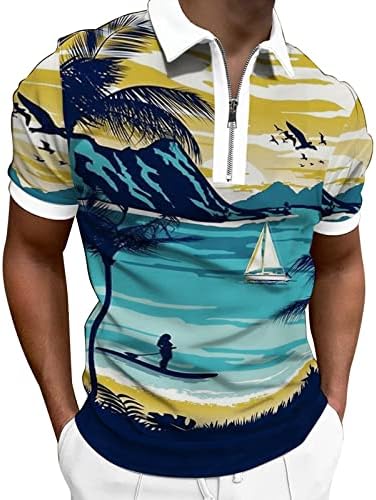UBST 2022 Novas camisas de pólo masculinas, verão de manga curta Tops de pescoço casual estampa tropical havaiana