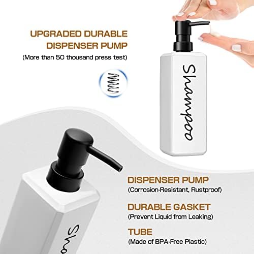 O shampoo e dispensador de condicionador gmiting, shampoo recarregável e garrafas de condicionador com bomba, garrafas modernas de chuveiro definido para lavagem corporal do condicionador de shampoo, 3 pacote, branco