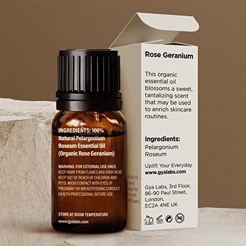 Gya Labs Rose Organium Gerânio Óleo Essential para a pele - de óleo essencial de gerânio orgânico de grau puro para