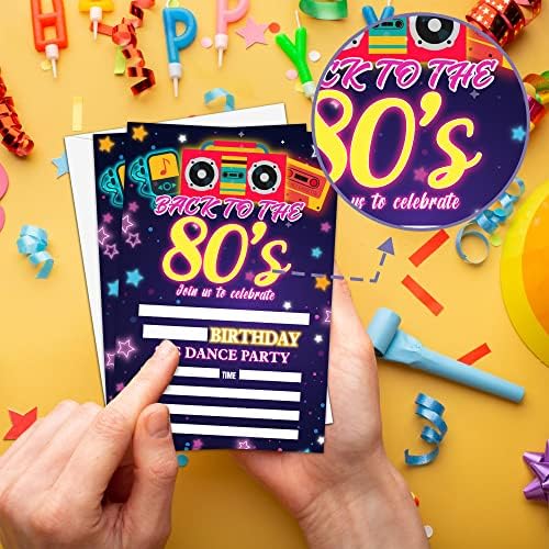 Convite de festa de aniversário dos anos 80, de volta aos anos 80 Convites de preenchimento com temas dos anos 80, 20 convites