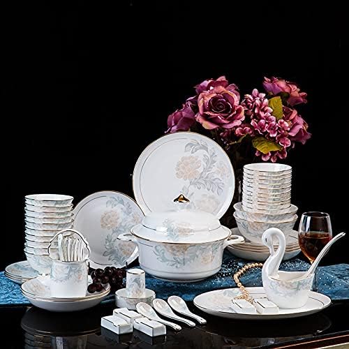 PDGJG Tableware Set Home Home Simple Luz Lugares de Tabela Jingdezhen Jinbei Combinação Bone China