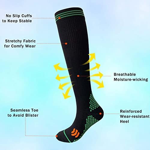 5 pares homens mulheres compressão joelheira alta meias de joelho elástico sobre as meias de ciclismo atlético da panturrilha para viajar de caminhada