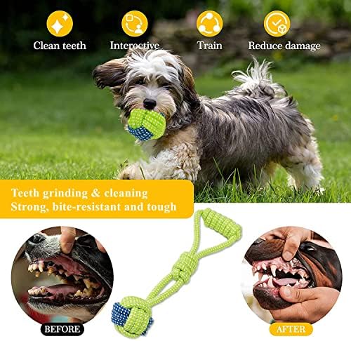 Iting Dog Chew Toys 9 Pacote de bola de dentição Trelas Dispensing Toys Difícil Durável para Redes Grandes e Cachorro Big e Chewers