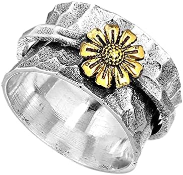 Daisy Separação Flower estética Anéis para mulheres Creative Turnable Day das Mães Esculpada Crisântemo Anel Meninas