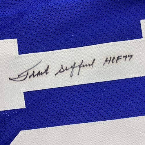 Autografado/assinado Frank Gifford Hof 77 Jersey de futebol azul de Nova York JSA COA