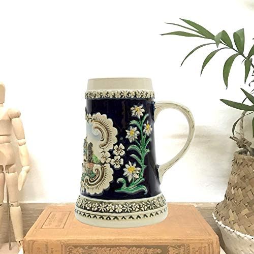 0,6 litro | Oktoberfesthaus cerveja stein alemão castelo medieval gravado caneca cerâmica caneca colecionável steins para presentes de amantes de cerveja presentes