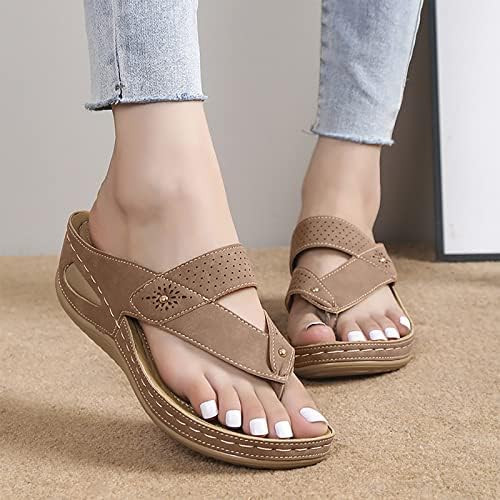 Sapatos Hamovessi Wedges para sandálias femininas com arco Apoio a chinelos ao ar livre de verão para mulheres