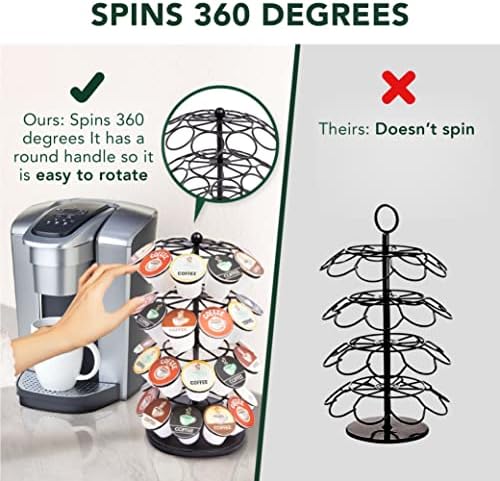 Nifty K Cup Holder-Compatível com K-Cups, KD Coffee Pod Carousel | 40 K Cup Holder, gira em 360 graus, plataforma Lazy Susan, Modern