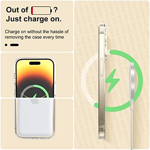 Starbakesi iPhone 14 Pro Case Clear, capa de telefone magnética com kickstand, compatível com acessórios MagSafe, protetor protetor