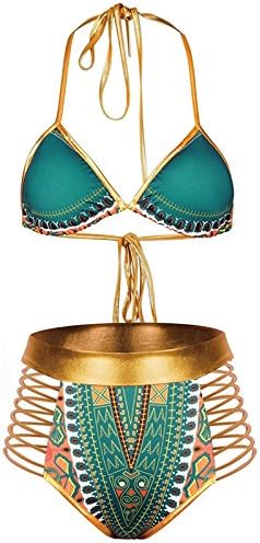 Zando feminino biquíni tribal biquíni africano maiô de maiô de duas peças de roupas de praia calça de banho de banho de banho de banho