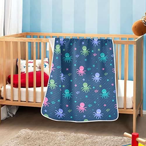 Clanta de arremesso de cobertor colorido de algodão azul de polvo colorido para bebês, recebendo cobertor, cobertor leve e macio para
