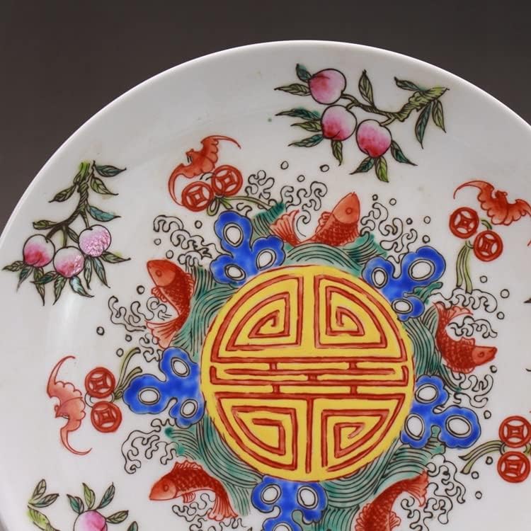 Yfqhdd pintado à mão Pastel Auspicicous Decoração de placas de placa artesanal Coleção de porcelana antiga