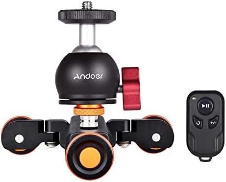 Andoer 3-rodas de controle remoto sem fio Câmera motorizada Vídeo automático Dolly 3 velocidades ajustável com mini adaptador