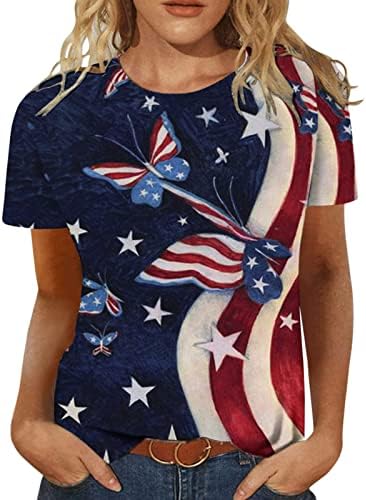 4 de julho camiseta feminina camisetas de bandeira americana de manga curta