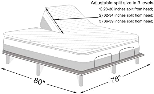Prave de protetor de colchão King Top King Split de acolchoado à prova d'água para cama ajustável com tampa de tampa de topper