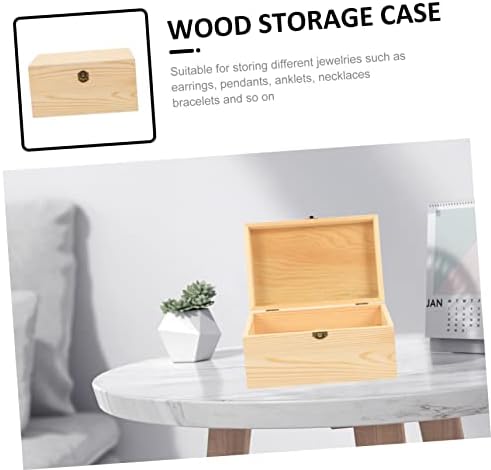Coheali 6 PCs Caixa de armazenamento em branco Caixa de madeira com dobradiça Caixa de madeira rústica Caixa de madeira