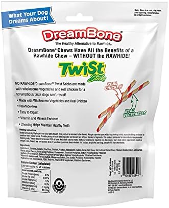 Dreambone Legal & Chicken Dog Chews, Rawhide Free, Mini, DBC-02028, 36 contagens de torção, mastigações sem couro para cães, com frango
