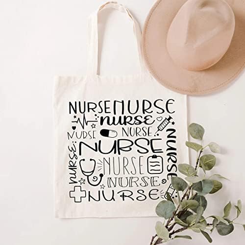 Sauivd Nurse Canvas Bag Estudante de Enfermagem RN RN Registrado Compras de ombro de ombro reutilizável algodão