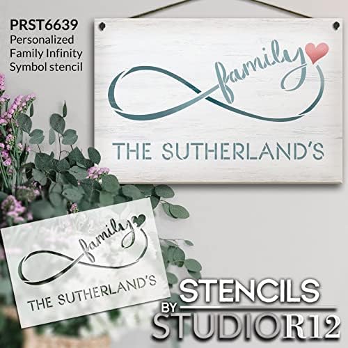 Estêncil de símbolo de infinito familiar personalizado por Studior12 - Selecionar tamanho - EUA Made - Craft DIY Family & Love Home