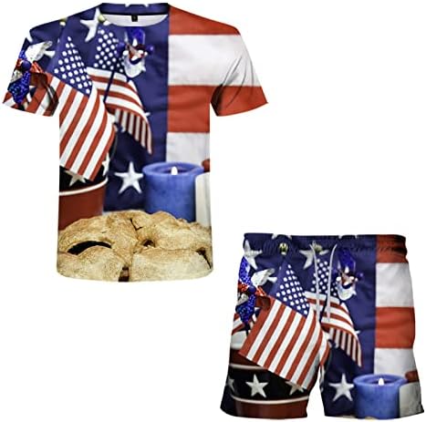 Impressão de biscoitos americanos de verão 3d Bandeira dos homens da Independence Casual Men Suits & Sets Mens de altura no maiô