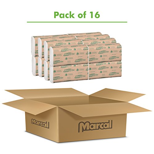 Toalhas de papel dobradas do Marcal Pro M, toalhas de mão em cores naturais, recicladas, 1 e calcária, 250 por pacote, 16 pacotes