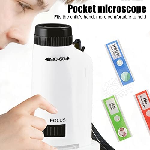 Microscópio de bolso, Microscópio redondo de mão pequena 60x a 120x Mini Microscópio de bolso com luz LED